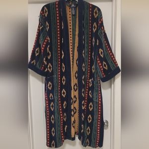 Vintage Stafford Southwestern Robe Terrycloth Belted Aztec Patterned Mens OS